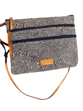 Dooney & Bourke Navy and Cream Patterned Crossbody Bag